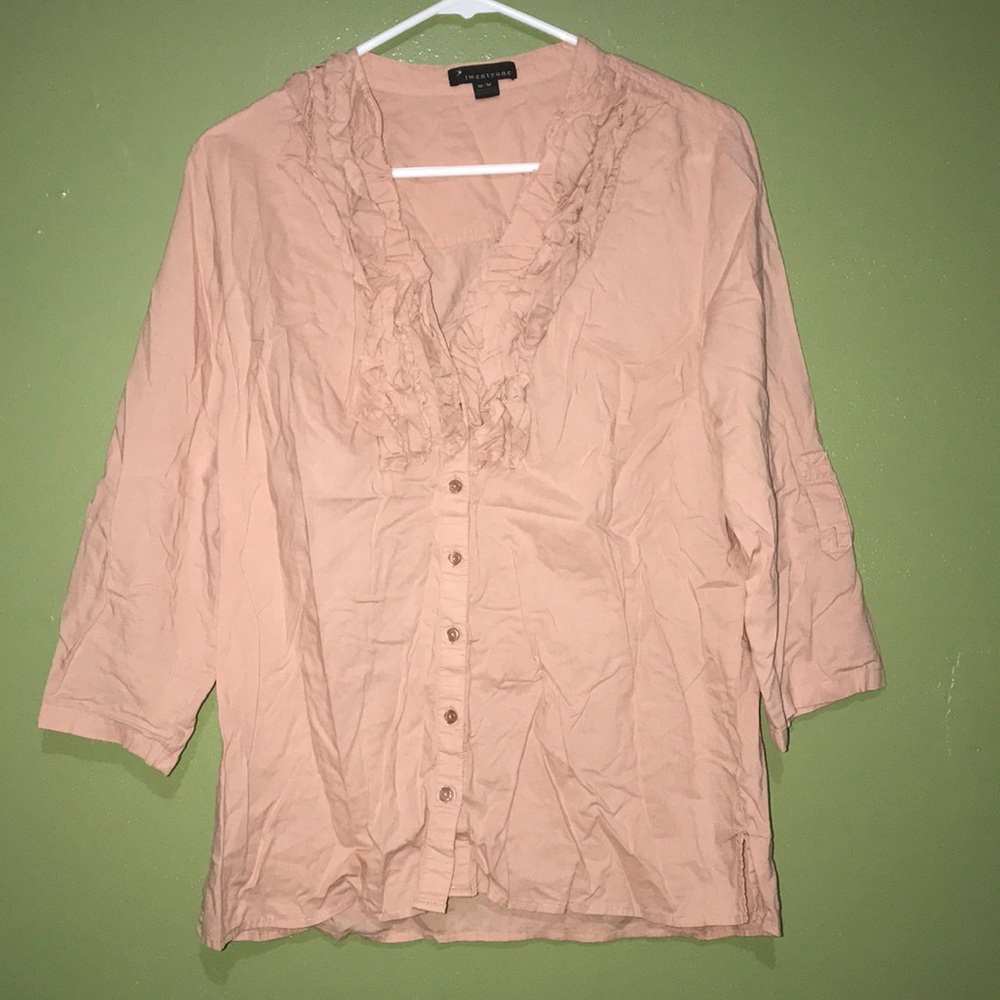 Blush pink ruffled top from Forever 21